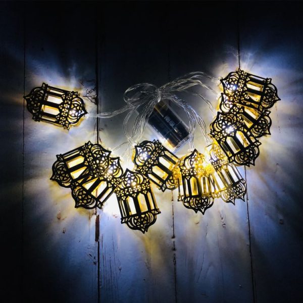 3m 20 LEDs Eid Al-Fitr Festival Iron Art String Lights Ramadan LED Decoration Pendant (White Light)