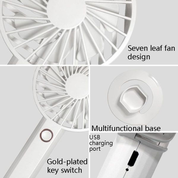 Y6 Hand-Held Small Fan Usb Rechargeable Desktop Portable Electric Fan (Pink) - Image 4