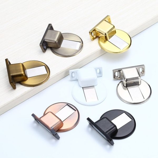 Zinc Alloy Non-Perforated Suction Silent Strong Magnetic Door Stopper Brushed Steel - Image 3