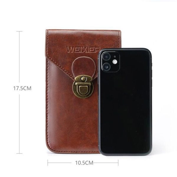 2 PCS WEIXIER 8639 Outdoor Belt Phone Waist Bag Men Business Buckle Vertical Cover Purse Wallet (Khaki) - Image 3