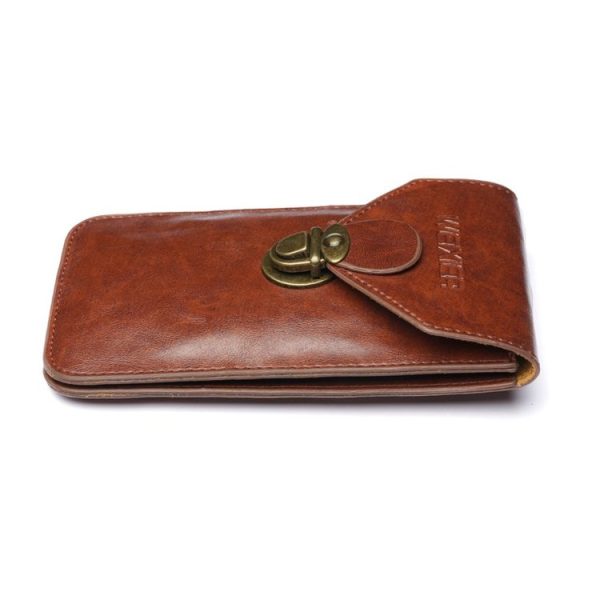 2 PCS WEIXIER 8639 Outdoor Belt Phone Waist Bag Men Business Buckle Vertical Cover Purse Wallet (Khaki) - Image 4