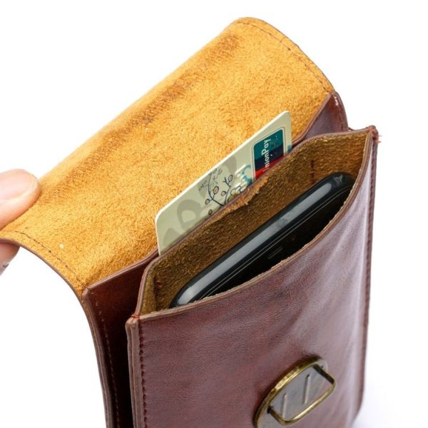 2 PCS WEIXIER 8639 Outdoor Belt Phone Waist Bag Men Business Buckle Vertical Cover Purse Wallet (Khaki) - Image 6