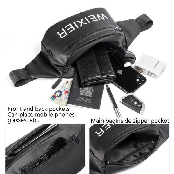 WEIXIER 9542 Sports Running Waist Bag Multi-Function Outdoor Waterproof Mobile Phone Bag Chest Bag (Gray) - Image 6