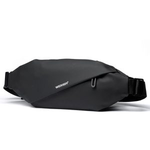 WEIXIER 8641 Men Running Waterproof Waist Bag Multifunctional Chest Bag Sports Leisure One-Shoulder Bag (Black)