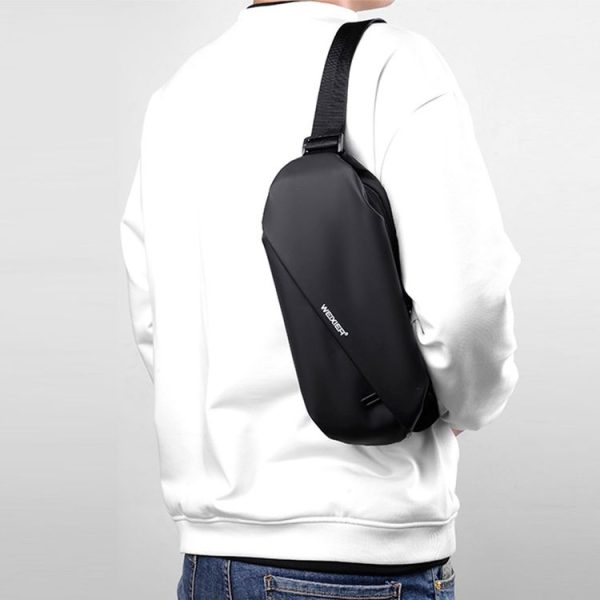 WEIXIER 8641 Men Running Waterproof Waist Bag Multifunctional Chest Bag Sports Leisure One-Shoulder Bag (Black) - Image 13