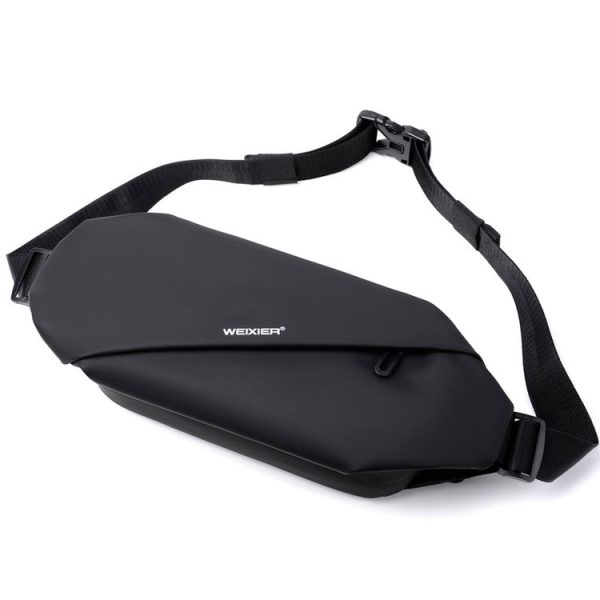 WEIXIER 8641 Men Running Waterproof Waist Bag Multifunctional Chest Bag Sports Leisure One-Shoulder Bag (Black) - Image 2