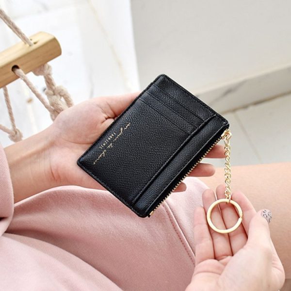 928801 Zipper Ladies Coin Purse Mini Keychain Multi-Card Card Holder (Black) - Image 10