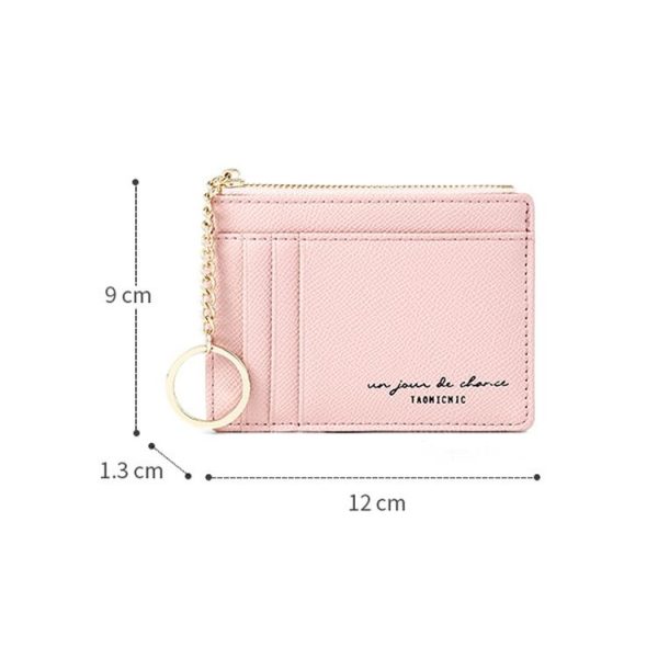 928801 Zipper Ladies Coin Purse Mini Keychain Multi-Card Card Holder (Black) - Image 3
