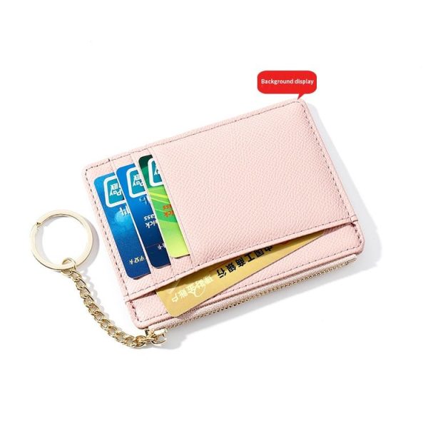 928801 Zipper Ladies Coin Purse Mini Keychain Multi-Card Card Holder (Black) - Image 5