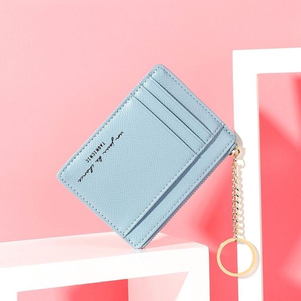 928801 Zipper Ladies Coin Purse Mini Keychain Multi-Card Card Holder (Black) - Image 6