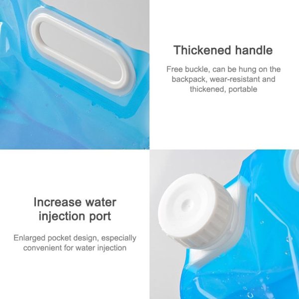 PE Water Bag For Portable Folding Water Storage Lifting Bag for Camping Hiking Survival Hydration Storage Bladder (10L) - Image 3