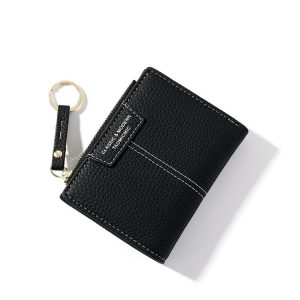 928666 Multi-Card Keychain Coin Purse Short Ladies Wallet (Black)