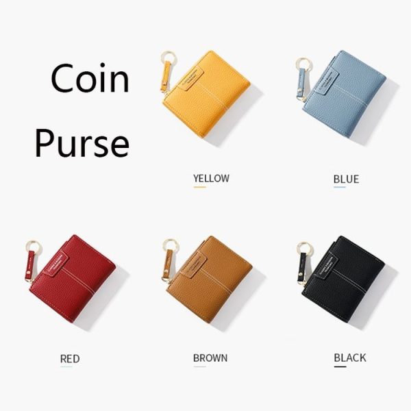 928666 Multi-Card Keychain Coin Purse Short Ladies Wallet (Black) - Image 2