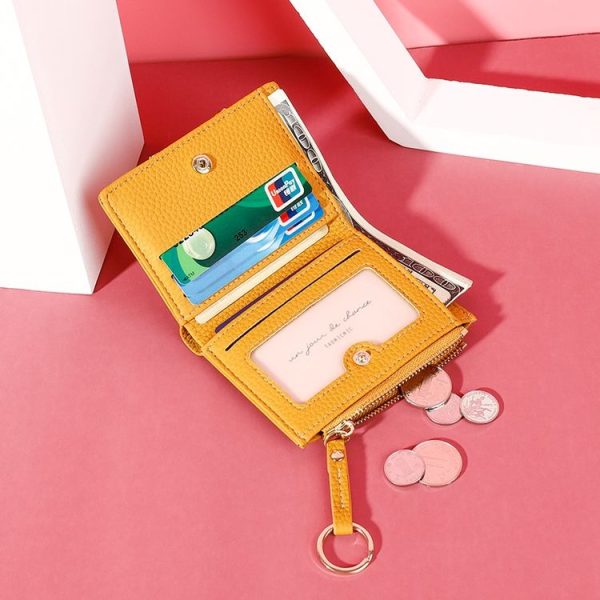928666 Multi-Card Keychain Coin Purse Short Ladies Wallet (Black) - Image 6