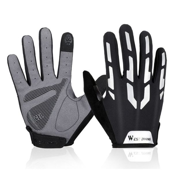 WEST BIKING YP0211212 Riding Reflective Gloves Bicycle Full Finger Shock Absorption Breathable Gloves, Size: M