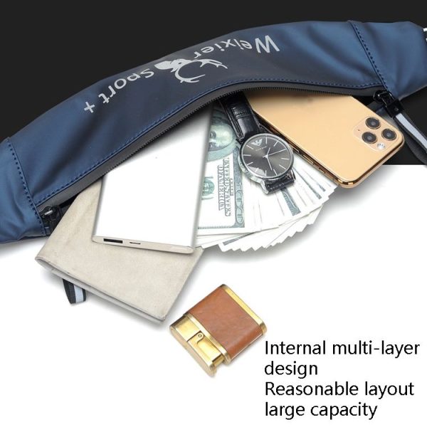 WEIXIER 9561 Sports Running Waist Bag Mobile Phone Bag Multifunctional Outdoor Waterproof Small Pocket (Gray) - Image 6