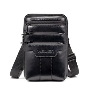WEIXIER 8612 Men Shoulder Bag Waist Bag Credentials Storage Sports Leisure Multi-functional Mobile Phone Bag (Black)