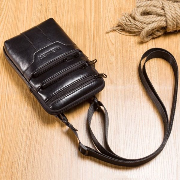 WEIXIER 8612 Men Shoulder Bag Waist Bag Credentials Storage Sports Leisure Multi-functional Mobile Phone Bag (Black) - Image 10