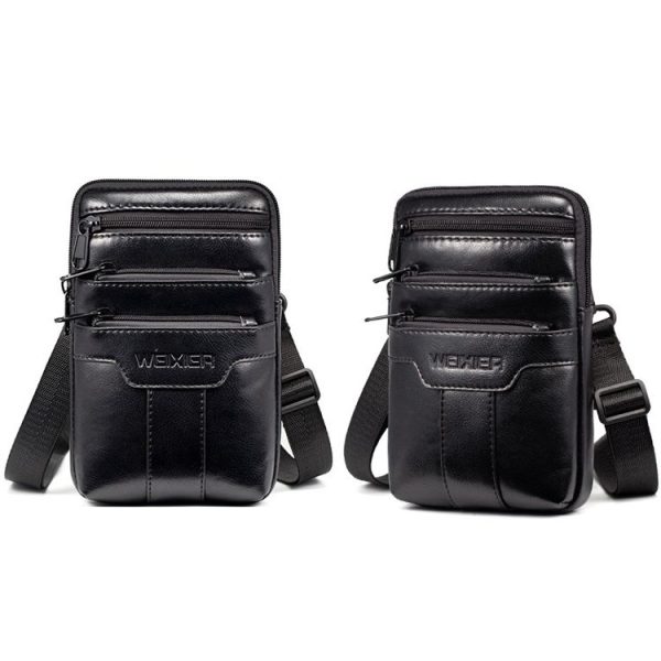 WEIXIER 8612 Men Shoulder Bag Waist Bag Credentials Storage Sports Leisure Multi-functional Mobile Phone Bag (Black) - Image 2