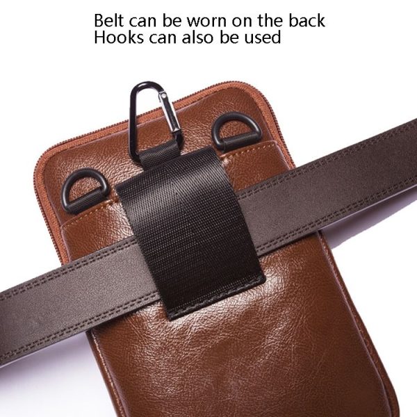 WEIXIER 8612 Men Shoulder Bag Waist Bag Credentials Storage Sports Leisure Multi-functional Mobile Phone Bag (Black) - Image 8