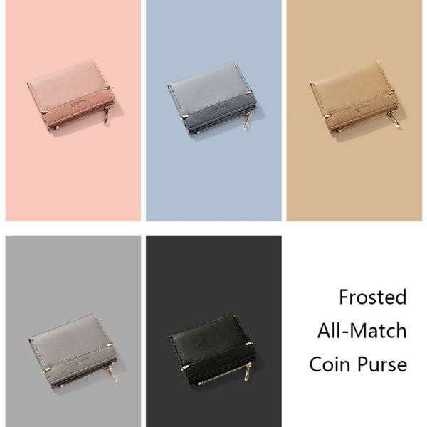 928010 Frosted All-Match Coin Purse Multi-Card Buckle Short Zipper Women Wallet (Blue) - Image 2