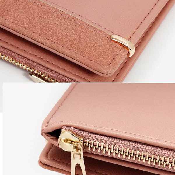 928010 Frosted All-Match Coin Purse Multi-Card Buckle Short Zipper Women Wallet (Blue) - Image 5