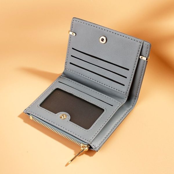 928010 Frosted All-Match Coin Purse Multi-Card Buckle Short Zipper Women Wallet (Blue) - Image 7