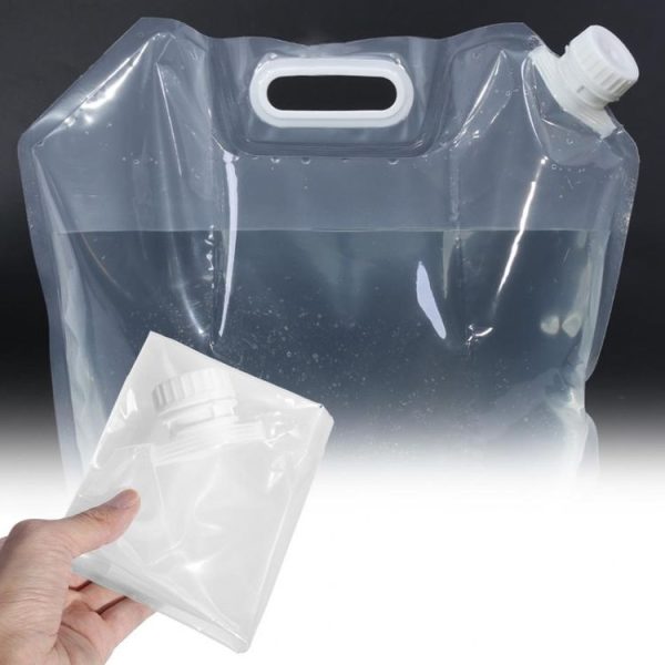 Foldable Water Bag Outdoor Sports Camping Hiking Storge Water Bucket Picnic Water Container Lifting Carrier Water Bag 15L (WHITE)