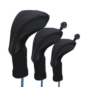 3 in 1 No.1 / No.3 / No.5 Clubs Protective Cover Golf Club Head Cover (Black)