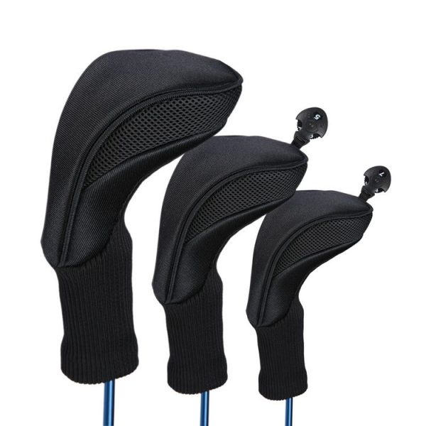 3 in 1 No.1 / No.3 / No.5 Clubs Protective Cover Golf Club Head Cover (Black)