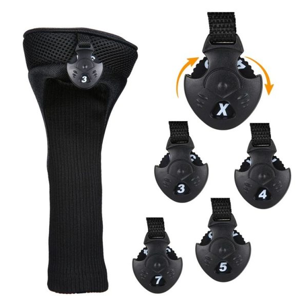 3 in 1 No.1 / No.3 / No.5 Clubs Protective Cover Golf Club Head Cover (Black) - Image 4
