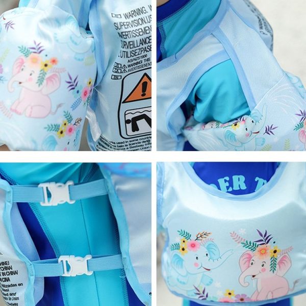 Vest-Style Children Life Jacket Baby Swimming Free Inflatable Arm Foam Life Buoy (Hip-hop Dinosaur) - Image 3