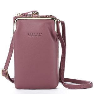 H2105 Multifunctional Plain Weave Mini Mobile Phone Bag Messenger Shoulder Bag (Shallow Purple)