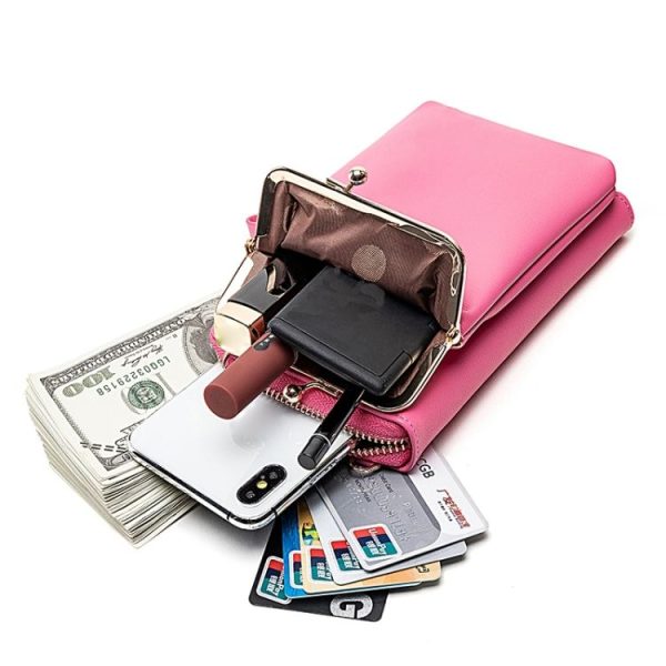 H2105 Multifunctional Plain Weave Mini Mobile Phone Bag Messenger Shoulder Bag (Shallow Purple) - Image 10