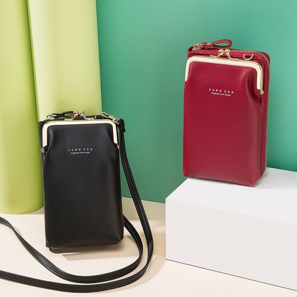 H2105 Multifunctional Plain Weave Mini Mobile Phone Bag Messenger Shoulder Bag (Shallow Purple) - Image 11