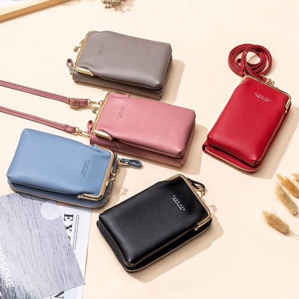 H2105 Multifunctional Plain Weave Mini Mobile Phone Bag Messenger Shoulder Bag (Shallow Purple) - Image 12