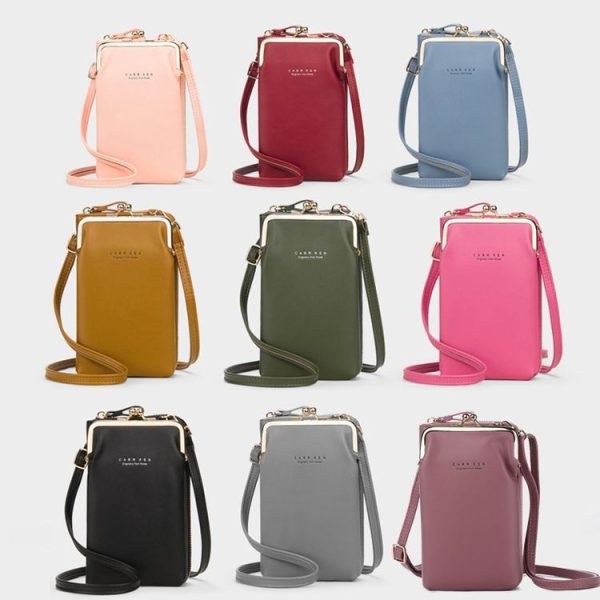 H2105 Multifunctional Plain Weave Mini Mobile Phone Bag Messenger Shoulder Bag (Shallow Purple) - Image 2