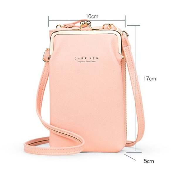 H2105 Multifunctional Plain Weave Mini Mobile Phone Bag Messenger Shoulder Bag (Shallow Purple) - Image 3