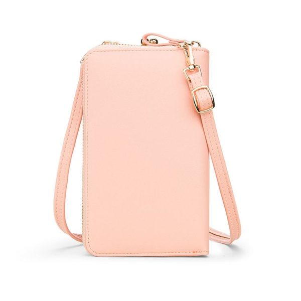 H2105 Multifunctional Plain Weave Mini Mobile Phone Bag Messenger Shoulder Bag (Shallow Purple) - Image 4