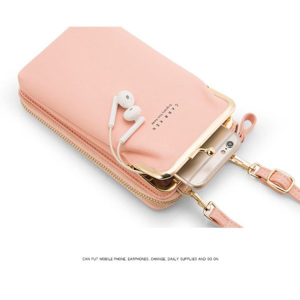 H2105 Multifunctional Plain Weave Mini Mobile Phone Bag Messenger Shoulder Bag (Shallow Purple) - Image 8