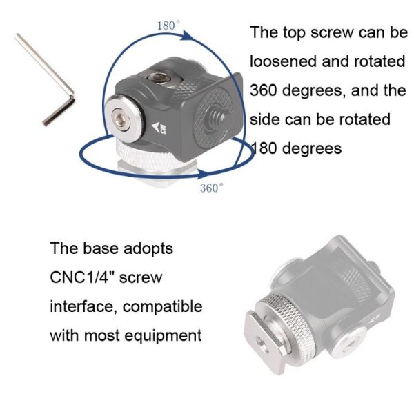 180 Degree Swing Mini Tripod Ball-Head Bracket Cold Shoe Mount 1 / 4 inch Screw Adapter - Image 6