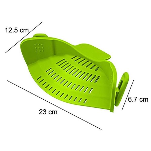 Wide Mouth Silicone Drainer Pot Side Drain To Block Fruit Noodle Strainer (Black) - Image 5