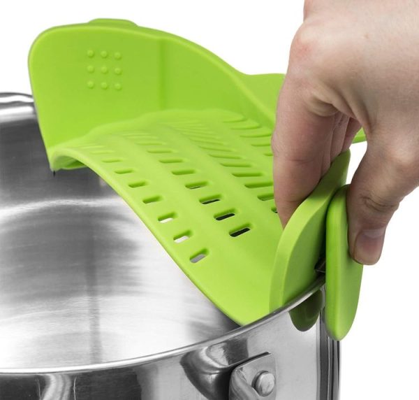 Wide Mouth Silicone Drainer Pot Side Drain To Block Fruit Noodle Strainer (Black) - Image 6