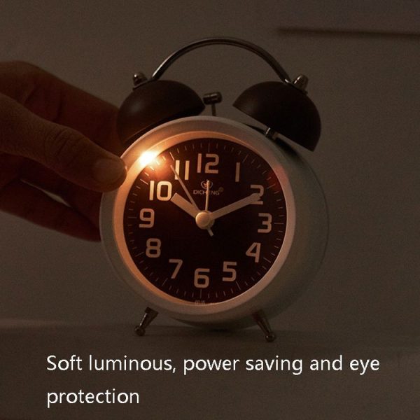 6016 Simple Bell Small Alarm Clock Students Learning Bedside Clock With Night Light (Coffee Color) - Image 4