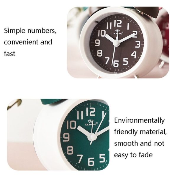 6016 Simple Bell Small Alarm Clock Students Learning Bedside Clock With Night Light (Coffee Color) - Image 5