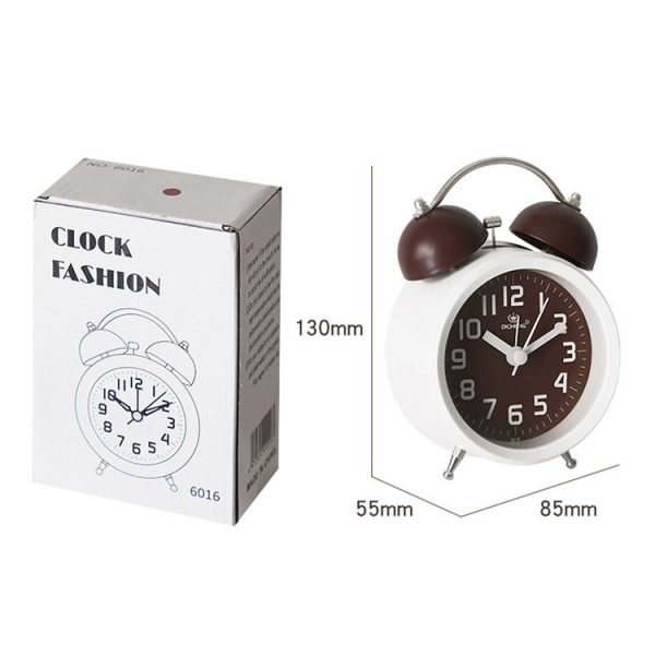 6016 Simple Bell Small Alarm Clock Students Learning Bedside Clock With Night Light (Coffee Color) - Image 7