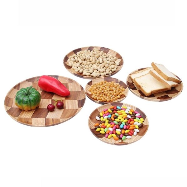 Wooden Tray Dinner Plate Household Fruit Cake Dessert Plate Wooden Dish Round 18cm - Image 10