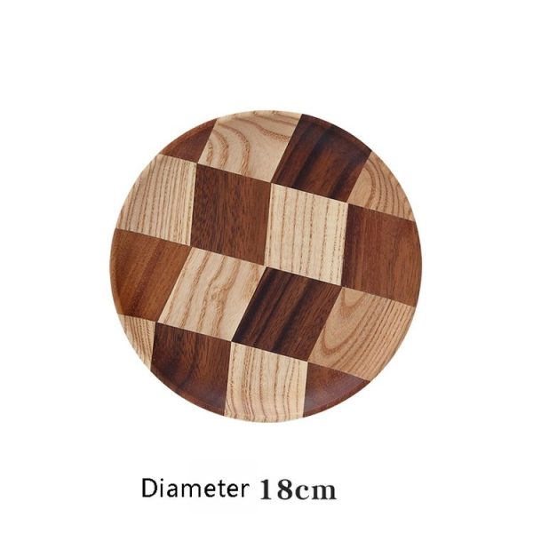 Wooden Tray Dinner Plate Household Fruit Cake Dessert Plate Wooden Dish Round 18cm - Image 2