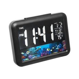 Color Screen Children Electronic Alarm Clock LCD Bedside Alarm Clock (Black Shell Turtle)