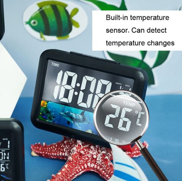 Color Screen Children Electronic Alarm Clock LCD Bedside Alarm Clock (Black Shell Turtle) - Image 8